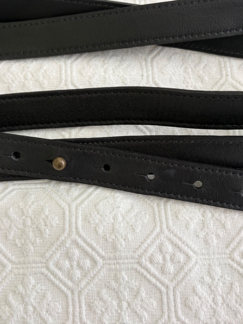 Eileen Fisher Black Leather Wrap Belt Convertible Double Triple Wrap Made in USA